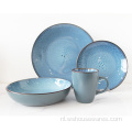 16pc reactieve geglazuurde blauwe diner sets